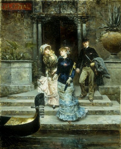 Salida del Hotel Royal, Venecia, 1881 de Ludovico Marchetti
