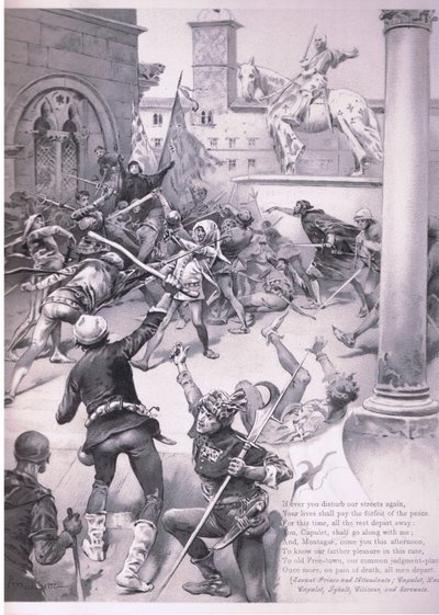 Si alguna vez vuelves a perturbar nuestras calles. (ilustración de Romeo y Julieta) de Ludovico Marchetti