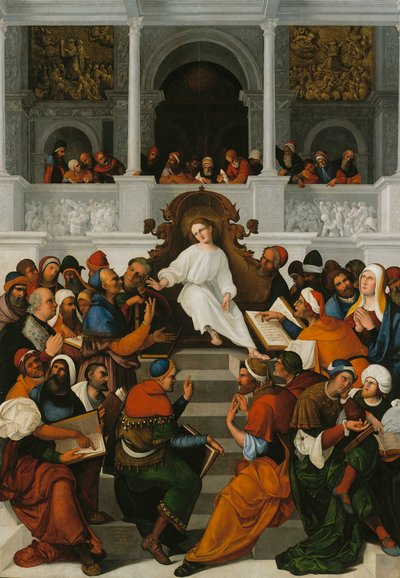 El Jesús de doce años enseñando en el templo, 1524 de Ludovico Mazzolino