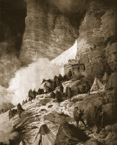 Guerra de los Alpes entre Italia y Austria: celebración de una misa en la ladera de una montaña, de "The Illustrated War News", 21 de junio de 1916 (litografía) de Ludovico Pogliaghi