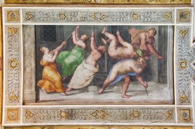 La danza de los Pirrichos, detalle del techo de la Sala de los Juegos (fresco) de Ludovico Settevecchi
