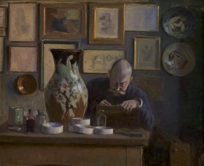 El arquitecto Thorvald Bindesbøll en su estudio de Ludvig Find