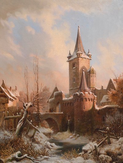Paisaje invernal del castillo Carl Ludwig Ferdinand Messmann de Ludvig Messmann