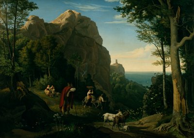 Valle de Amalfi con vistas a la bahía de Salerno (óleo sobre lienzo) de Ludwig Adrian Richter
