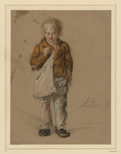 Niño mendigo con bolsa de Ludwig Buchhorn