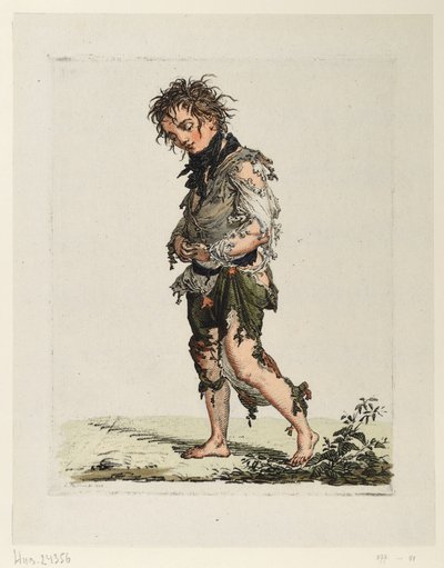 Niño mendigo caminando de Ludwig Buchhorn