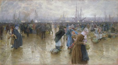 El Mercado de Pescado en Altona de Ludwig Dettmann