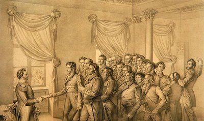 Deputación de Kassel al Elector Guillermo II de Ludwig Emil Grimm