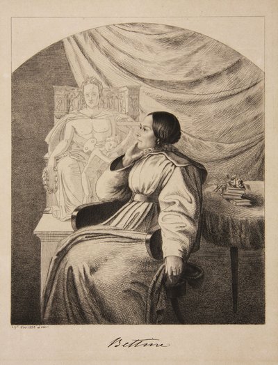 Retrato de la escritora Bettine von Arnim 1785-1859, nacida Brentano de Ludwig Emil Grimm