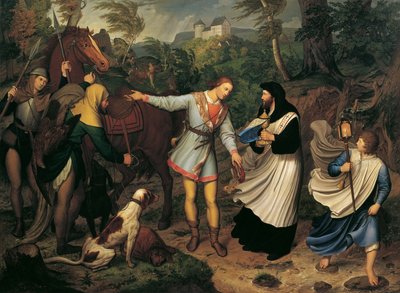 Rodolfo de Habsburgo y el sacerdote de Ludwig Ferdinand Schnorr von Carolsfeld
