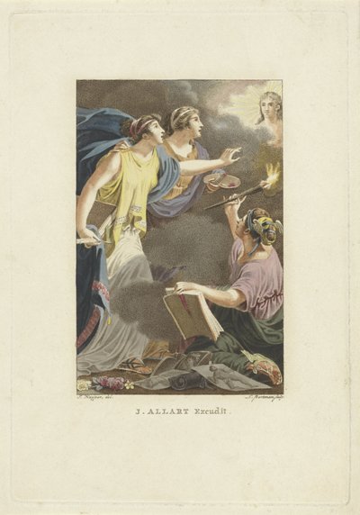 Representación alegórica con el dibujo, la escritura y la pintura
Portada de: M. Stuart, El hombre, tal como aparece en el globo conocido, 1802 de Ludwig Gottlieb Portman