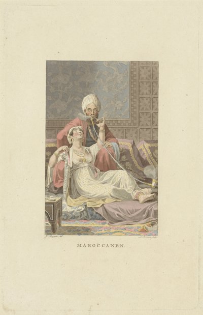 Pareja marroquí en una casa de té
Marroquíes (título en el objeto) de Ludwig Gottlieb Portman