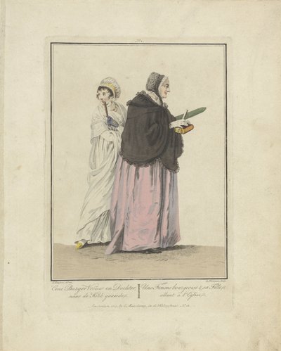 Madre e hija van a la iglesia
A Bourgeois Woman and Daughter; going to Church / Une Femme bourgeoise & sa Fille, allant à l