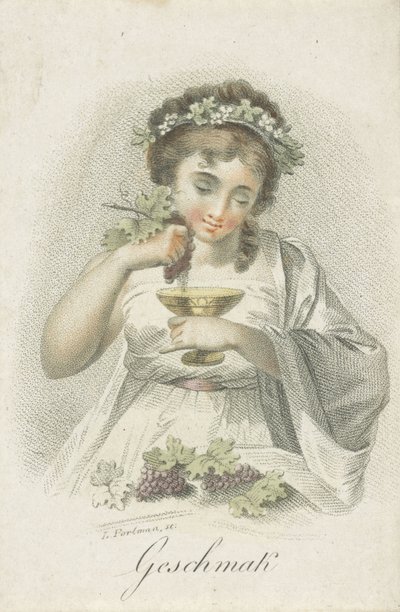 Gusto Geschmack (título sobre objeto) Cinco sentidos representados por figuras femeninas (título de la serie) Die Funf Sinne (título de la serie) de Ludwig Gottlieb Portman