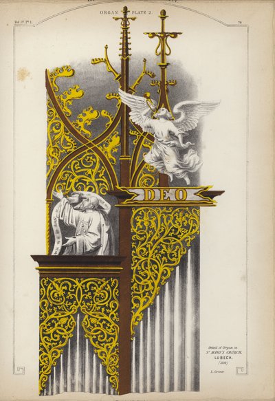 (detalle) del órgano en la Iglesia de Santa María, Lubeck, Alemania de Ludwig Gruner