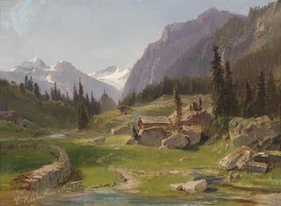 Idílico paisaje de montaña de Ludwig Halauska