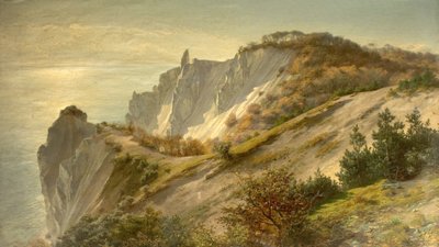 Vistas otoñales del acantilado de Mons, Dinamarca, 1882 de Ludwig Hans Fischer