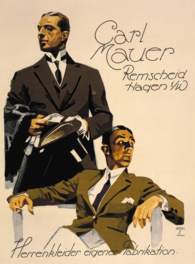 Carl Mauer / Remscheid Hage i. W. Ropa de hombre de fabricación propia de Ludwig Hohlwein