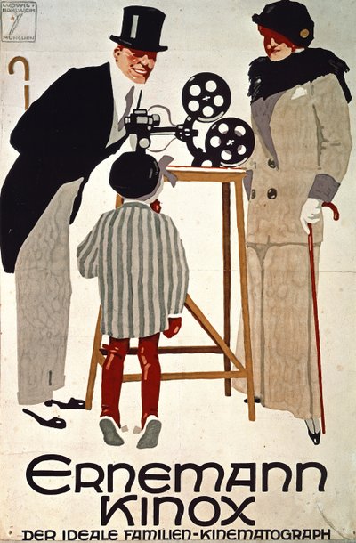 Ernemann Kinox, Der Ideal Familien Kinematograph (La cámara de cine de la familia ideal), Alemania de Ludwig Hohlwein