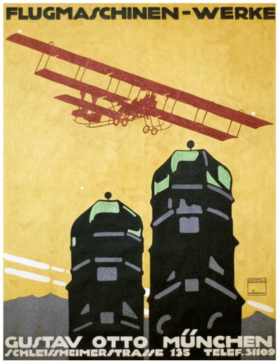 Máquinas Voladoras - Obras, Cartel. 1912 (litografía) de Ludwig Hohlwein