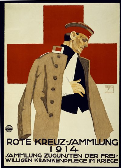 Campaña de recaudación de fondos para la Cruz Roja Alemana, pub. 1914 (litografía en color) de Ludwig Hohlwein