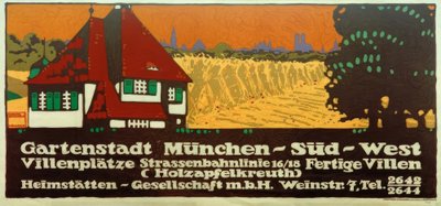 Ciudad jardín Múnich-Sur-Oeste / Plazas de villas / Línea de tranvía 16/18 / Villas terminadas (Holzapfelkreuth) / Sociedad de viviendas de Ludwig Hohlwein