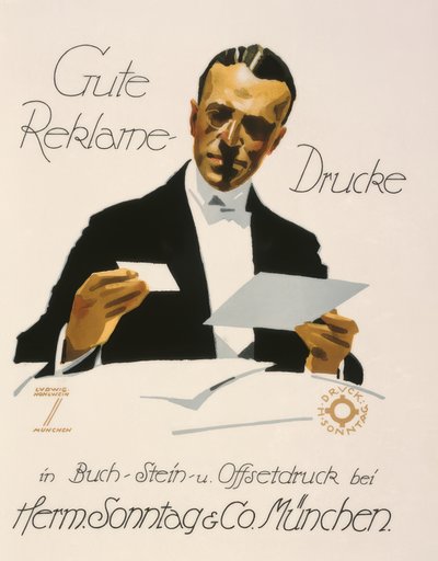 Buena impresión publicitaria en Herm. Sonntag y Co. Múnich de Ludwig Hohlwein