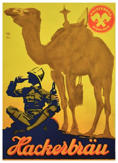 Cartel publicitario de la cerveza Hackerbrau, c.1930 (litografía) de Ludwig Hohlwein