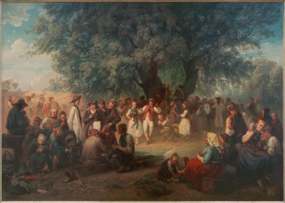 Baile del pueblo bajo el tilo de Ludwig Knaus