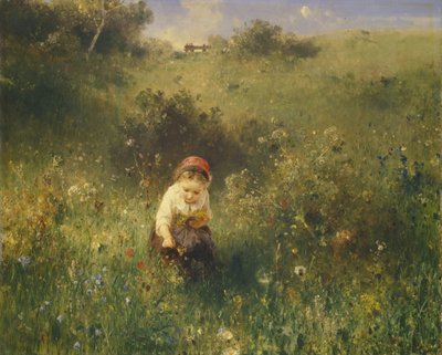 Niña en un campo, 1857 de Ludwig Knaus