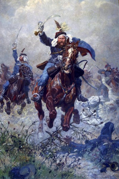 Coronel Maximilian Ritter von Rodakowski y los 13º Ulanos en la batalla de Custoza en 1866, 1908 de Ludwig Koch