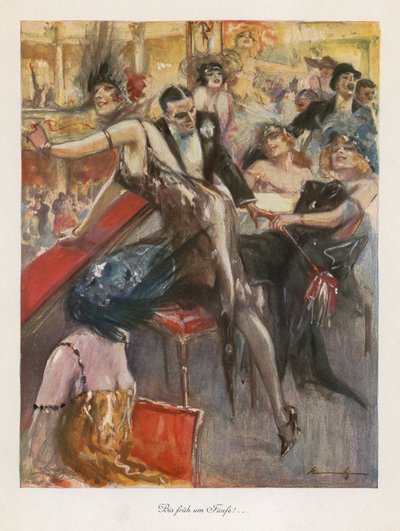 ¡Bis fruh um Funfe! (litografía en color) de Ludwig Lutz Ehrenberger
