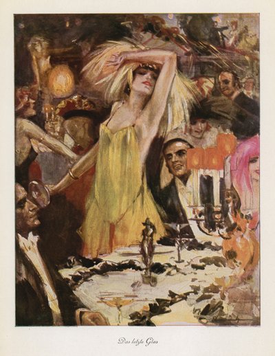 El último vaso (litografía en color) de Ludwig Lutz Ehrenberger