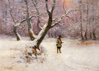 Paisaje invernal con cazadores (óleo sobre lienzo) de Ludwig Munthe