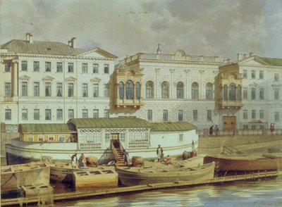 Palacio Naryshkin en el río Fontanka, mediados del siglo XIX de Ludwig Premazzi
