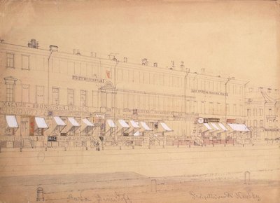 El Hotel Demidov en la Avenida Nevsky en San Petersburgo, Mediados del siglo XIX de Ludwig Premazzi