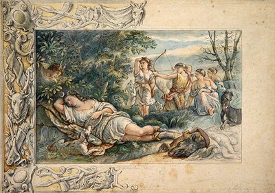 Diana Durmiente con Compañeras de Ludwig Sigismund Ruhl