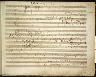 Agregar. 31766, f.2 Sinfonía n.º 6 en fa mayor, op. 68 también conocida como la Sinfonía Pastoral (tinta sobre papel) de Ludwig van Beethoven