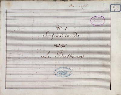 Primera página de la partitura de la Sinfonía n.º 1 en Do mayor opus 21, de Ludwig van Beethoven de Ludwig van Beethoven
