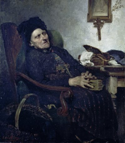 Anciana en interior de Ludwig von Löfftz
