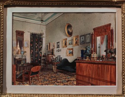 Sala de estudio de Michail Obreskov. Obra de Luigi Premazzi (1814-1891), acuarela sobre papel de Luigi Premazzi