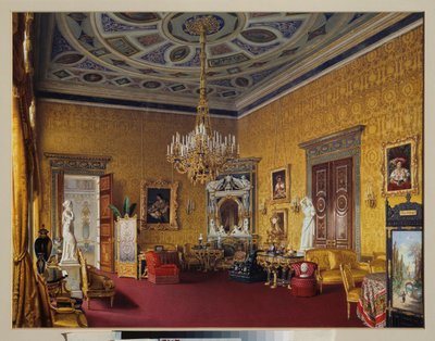 El Salón de Lyon (el Salón de Dibujo Amarillo) del Gran Palacio de Tsarkoye Selo (Rusia). Obra de Luigi Premazzi (1814-1891), acuarela sobre papel de Luigi Premazzi