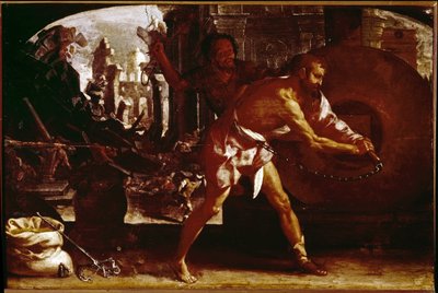 Sansón y la muela (óleo sobre lienzo, ca. 1650) de Luigi Miradori