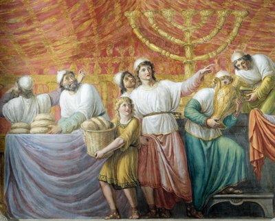Preparación de la fiesta judía, fresco de Luigi Ademollo (1764-1849), Palazzo Pitti, Florencia, Toscana, Italia de Luigi Ademollo