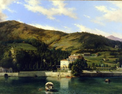 Villa en el Lago de Como. Pintura de Luigi Ashton de Luigi Ashton
