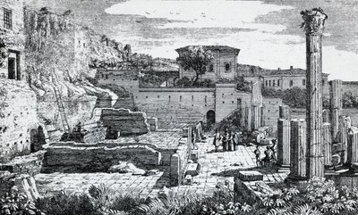 Ruinas del Templo de Vespasiano en Brescia, grabado de Louis Basiletti (1780-1860), Italia de Luigi Basiletti