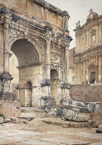 El Arco de Septimio Severo en Roma, de Luigi Bazzani (1836-1927). Óleo sobre lienzo. de Luigi Bazzani