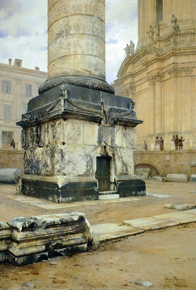 Columna de Trajano en Roma, de Luigi Bazzani (1836-1927). Óleo sobre lienzo 70,5x103 cm. de Luigi Bazzani