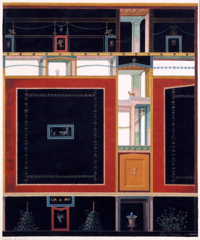 Decoraciones murales de la Casa de Aulus Vettius, Pompeya, c.36-39 d.C., 1897 de Luigi Bazzani