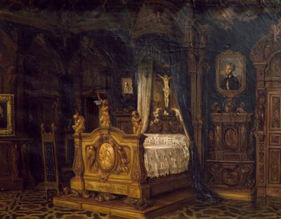 Interior del dormitorio del noble Gian Giacomo Poldi Pezzoli, ca 1860 de Luigi Bisi